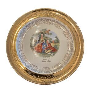 Vintage Sabin Crest O Gold 22K Warranted Courting Couple Dessert Plate